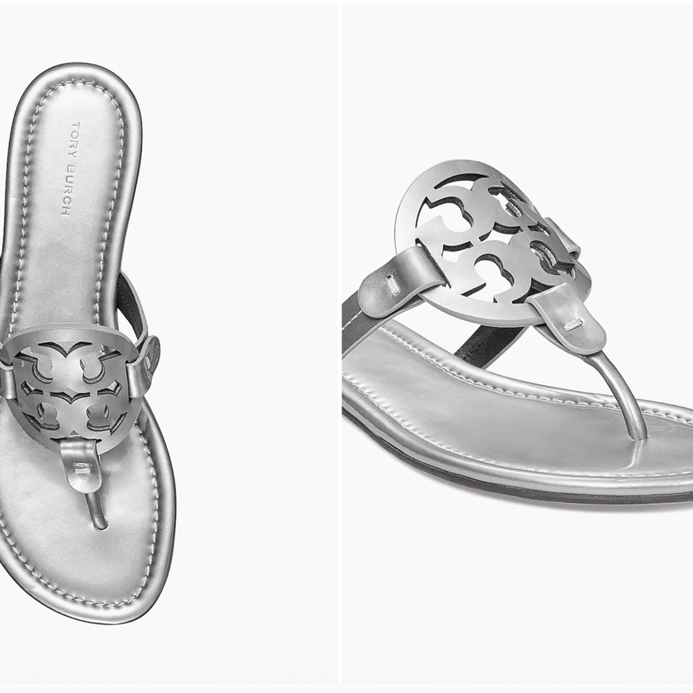 Tory Burch Silver Metallic Miller Sandals